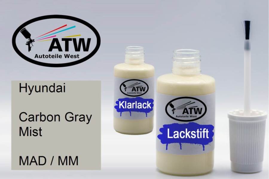 Hyundai, Carbon Gray Mist, MAD / MM: 20ml Lackstift + 20ml Klarlack - Set, von ATW Autoteile West.